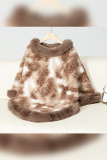 Leopard Print Warm Fleece Cape Outerwear Coat