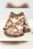 Leopard Print Warm Fleece Cape Outerwear Coat