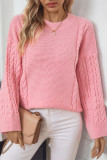 Cable Knit Solid Color Knitting Sweater 