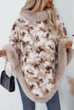 Leopard Print Warm Fleece Cape Outerwear Coat