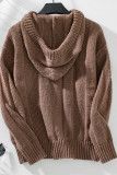 Solid Color Hooded Knitting Sweater 