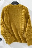 Cable Knit Solid Color Knitting Sweater 