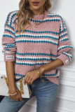 Colorblock Stripes Chenille Knitting Sweater 