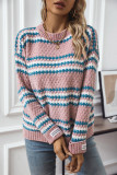 Colorblock Stripes Chenille Knitting Sweater 