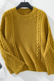 Cable Knit Solid Color Knitting Sweater 