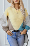 Crew Neck Colorblock Knitting Sweater 