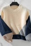 Crew Neck Colorblock Knitting Sweater 