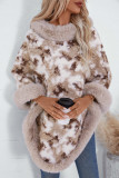 Leopard Print Warm Fleece Cape Outerwear Coat