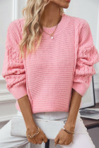 Cable Knit Solid Color Knitting Sweater 