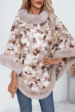 Leopard Print Warm Fleece Cape Outerwear Coat