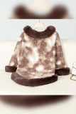 Leopard Print Warm Fleece Cape Outerwear Coat