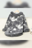 Leopard Print Warm Fleece Cape Outerwear Coat