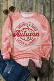 Pink Tie Dye Autumn Pumpkin Graphic Drop Shoulder Sweatshirt