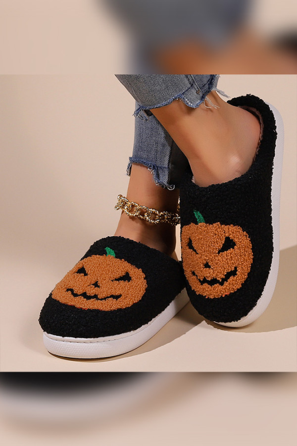 Halloween Pumpkin Fleece Slipper