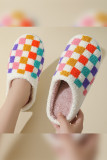 Colorblock Checked Fleece Slipper 