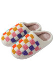 Colorblock Checked Fleece Slipper 