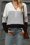 Half Zipper Hooded Colorblock Knitting Top 