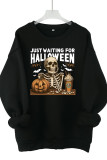 Just Waiting for Halloween Print Graphic Sweatshirt