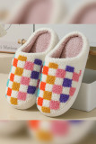 Colorblock Checked Fleece Slipper 