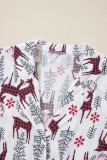 White Christmas Deer Printed Shirt and Shorts Lounge Set