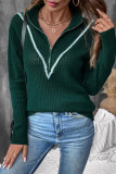 Green Half Zipper Knitting Sweater 