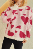 Pink Heart Jacquard Knitting Sweater