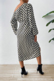 Drop Shoulder Zebra Print Split Dress 