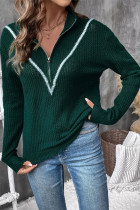 Green Half Zipper Knitting Sweater 