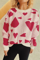 Pink Heart Jacquard Knitting Sweater