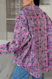 Pink Plaid Long Sleeves Loose Shirt 