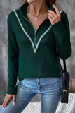 Green Half Zipper Knitting Sweater 