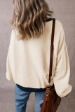 White Pumpkin Season Bow Knot Colorblock Edge Loose Sweatshirt