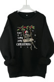 Skeleton Christmas Holly Jolly Print Graphic Sweatshirt