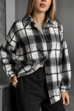 Black White Plaid Button Up Shacket