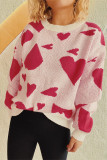 Pink Heart Jacquard Knitting Sweater