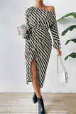 Drop Shoulder Zebra Print Split Dress 