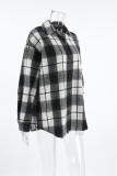 Black White Plaid Button Up Shacket