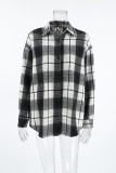 Black White Plaid Button Up Shacket