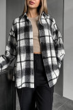 Black White Plaid Button Up Shacket