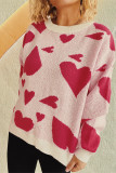 Pink Heart Jacquard Knitting Sweater