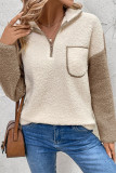 Half Zipper Color Block Fleece Sweatshirt 