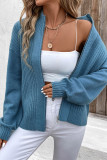 Blue Knitting Zipper Cardigan 