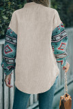 Aztec Print Sleeves Corduroy Shirt 