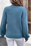 Blue Knitting Zipper Cardigan 