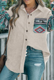 Aztec Print Sleeves Corduroy Shirt 