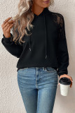 Black Lace Sleeves Hooded Sweatshirt 