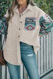 Aztec Print Sleeves Corduroy Shirt 