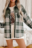 Green Stripes Plaid Button Up Shacket