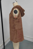 Brown Sleeveless Fleece Vest Coat 