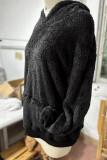 Solid Color Fleece Kangaroo Pockets Hoodie